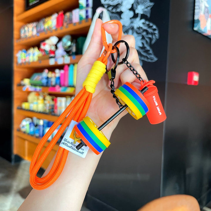 Fitness Series Silicone barbell Keychain Creative Gift