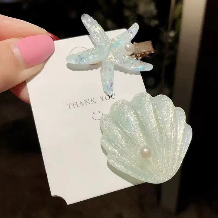 Starfish shell glitter hair clip for beach seaside vacation
