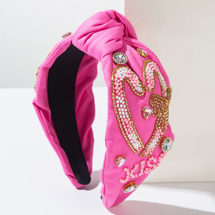 Valentine's day Hand-sewn LOVE heart beaded Headband