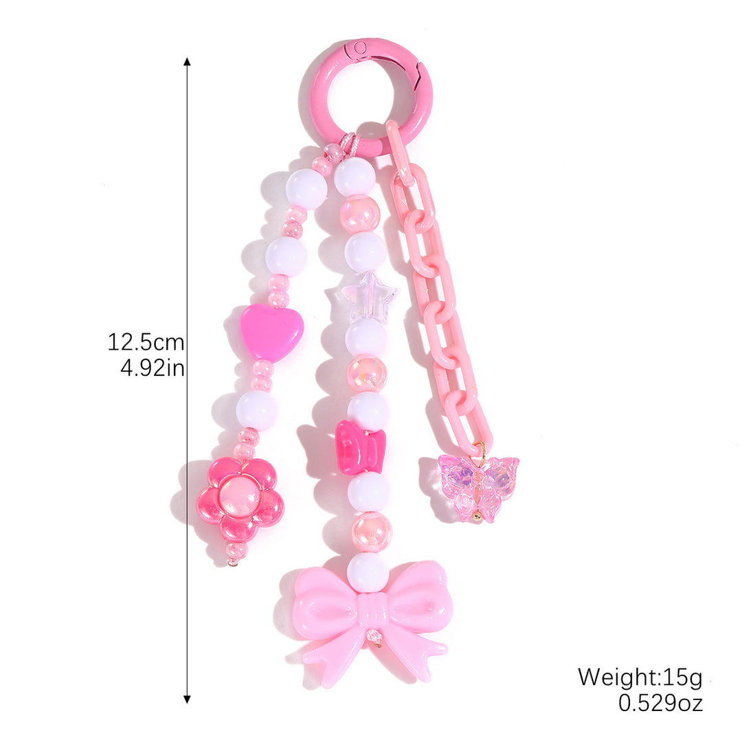 Bow&letter beaded pendant keychain charm gift