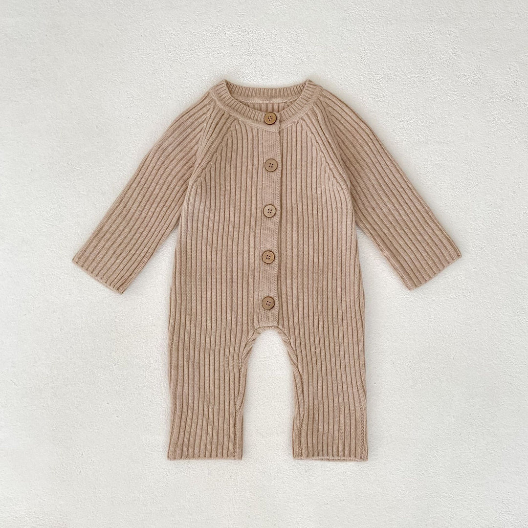 Baby solid color knitted thickened pit jumpsuit romper