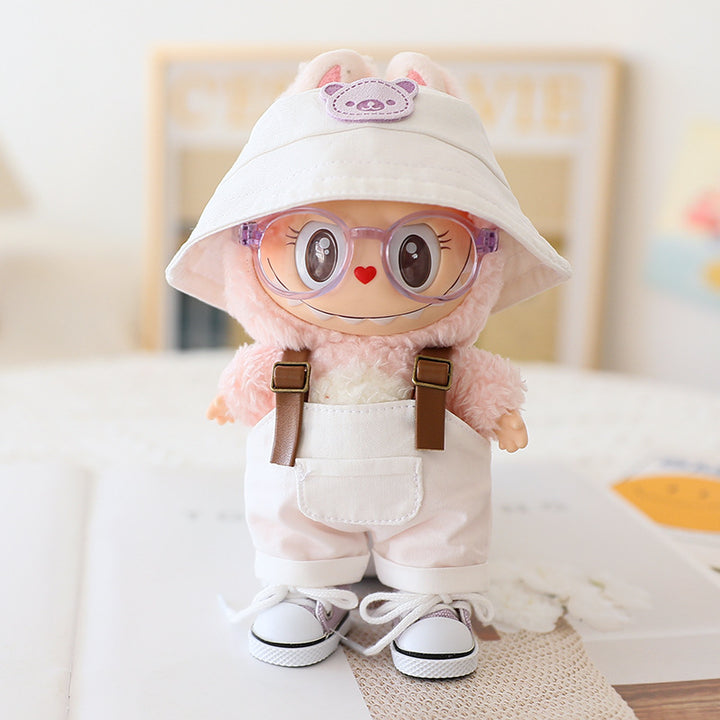 Summer overalls 4pcs set for labubu dolls clothes