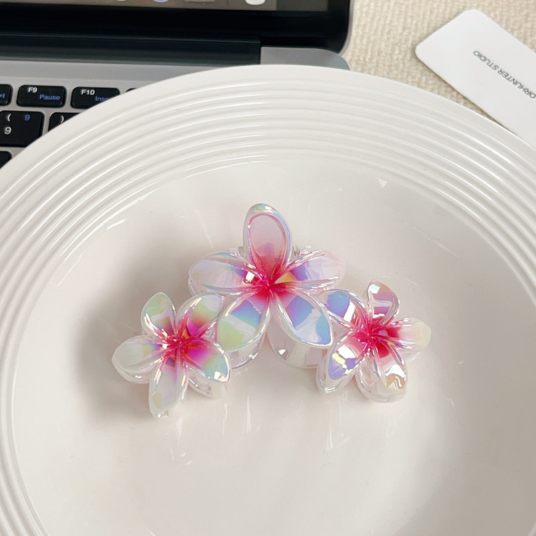 Colorful gradient flower hair shark clip for women