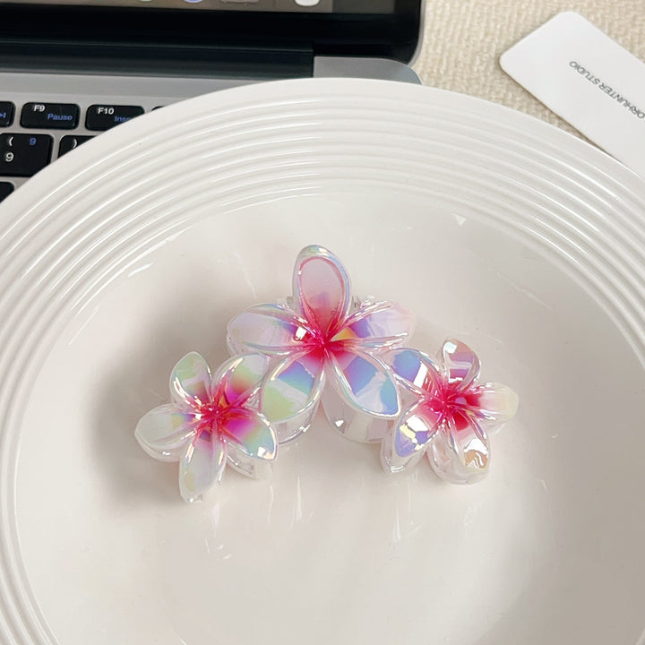 Colorful gradient flower hair shark clip for women