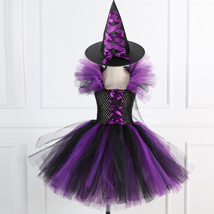 Halloween girls Witch Costume puff skirt&witch hat