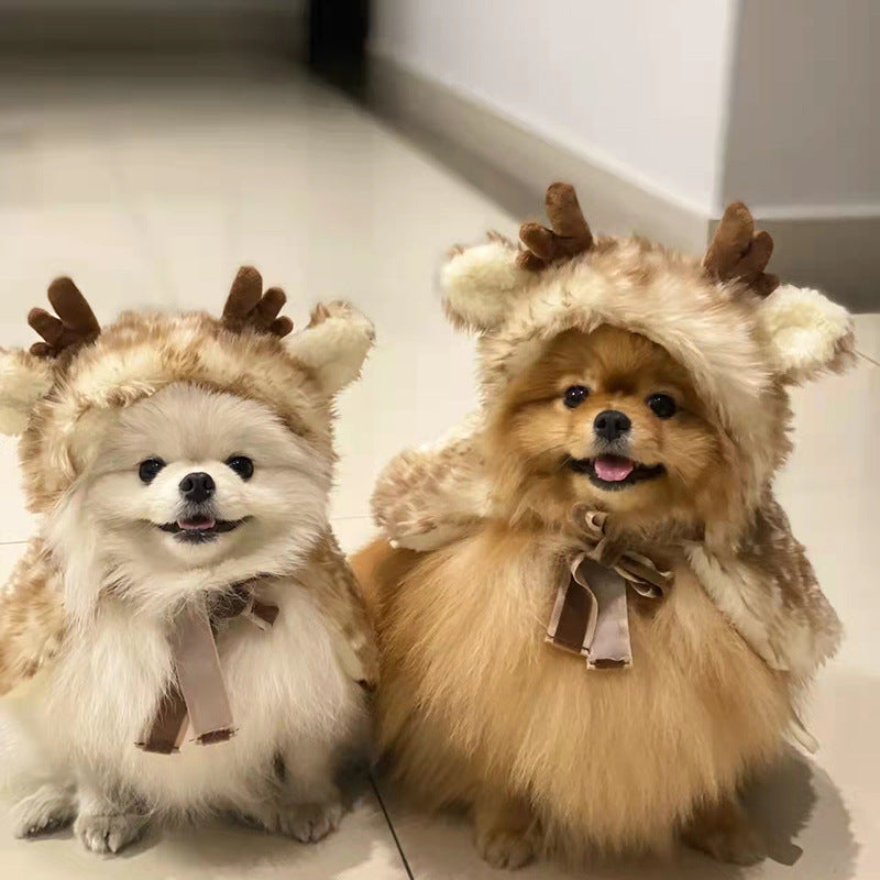 Christmas pet dog elk capes costumes Christmas Dress-up