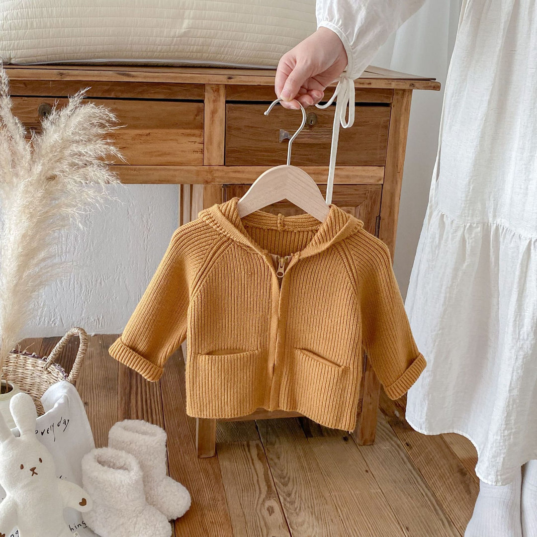 Baby Girls hooded sweater coat warm baby zipper cardigan