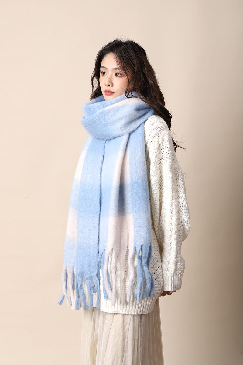 Solid color large warm scarf  windproof velvet shawl scarf