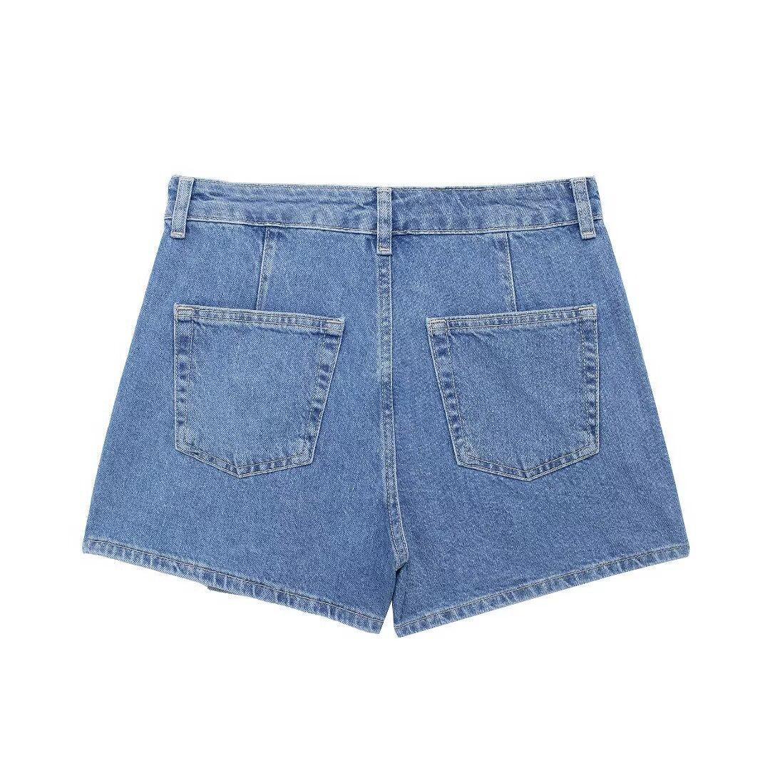 Cropped Denim Shirt&Double Breasted Culottes