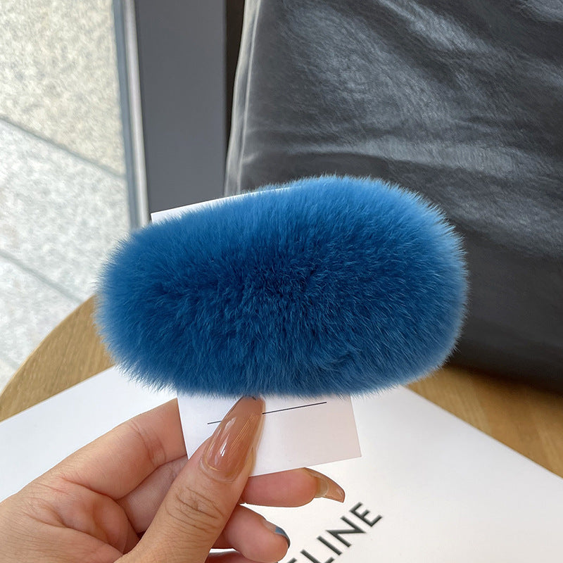 Furry plush hair clip for girls women
