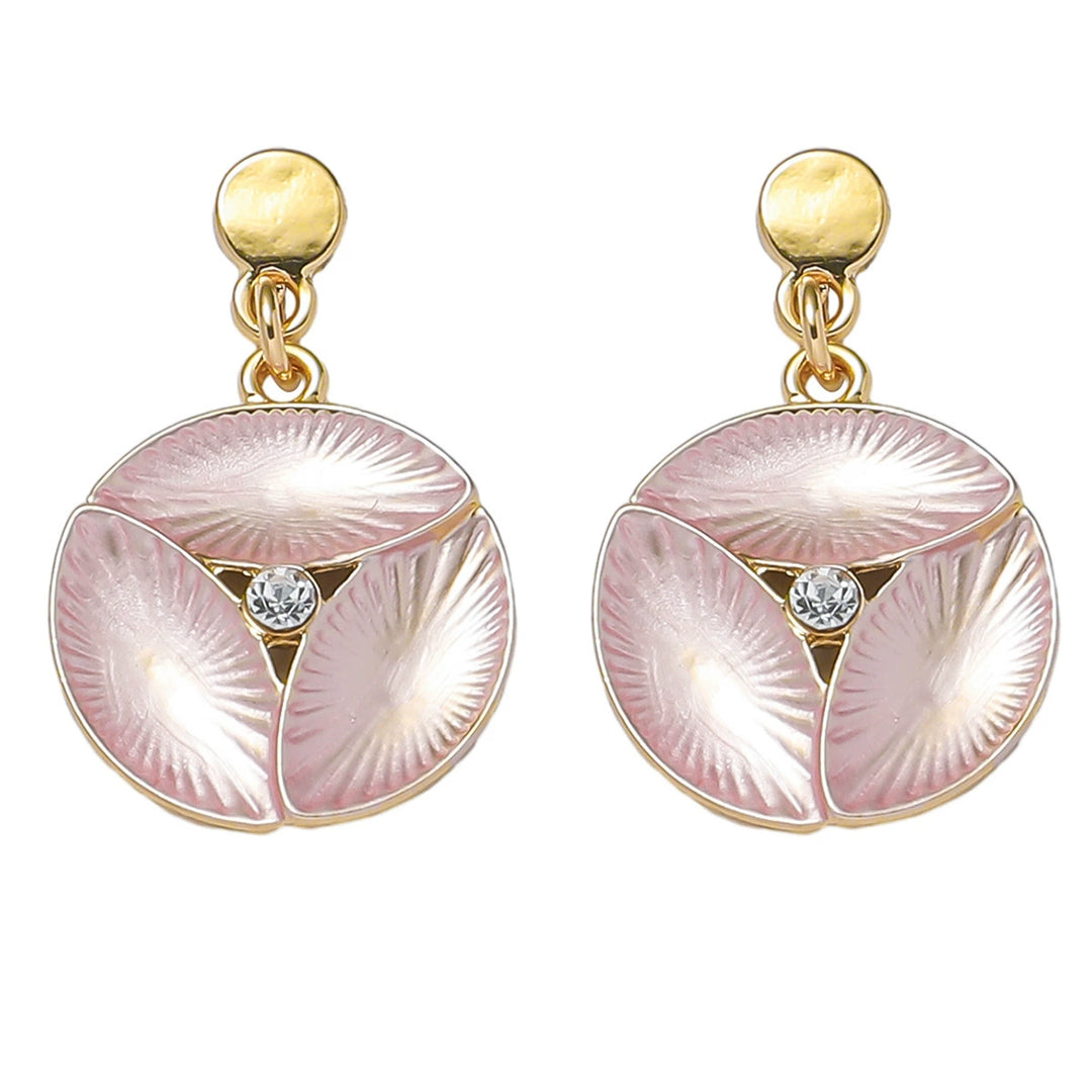 Irregular alloy petal shape colorful Oil drip painted necklace&earring set