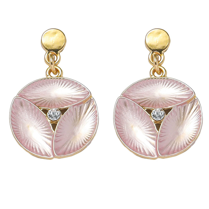Irregular alloy petal shape colorful Oil drip painted necklace&earring set