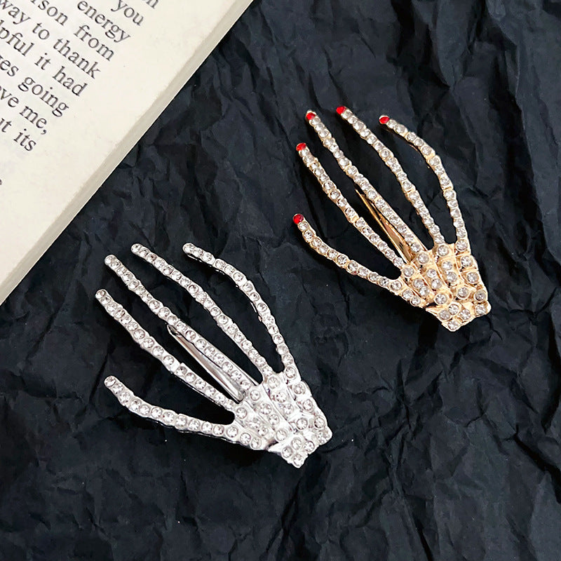 Halloween  diamond Skeleton Hand Hair Clip