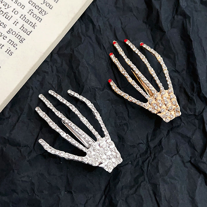 Halloween  diamond Skeleton Hand Hair Clip