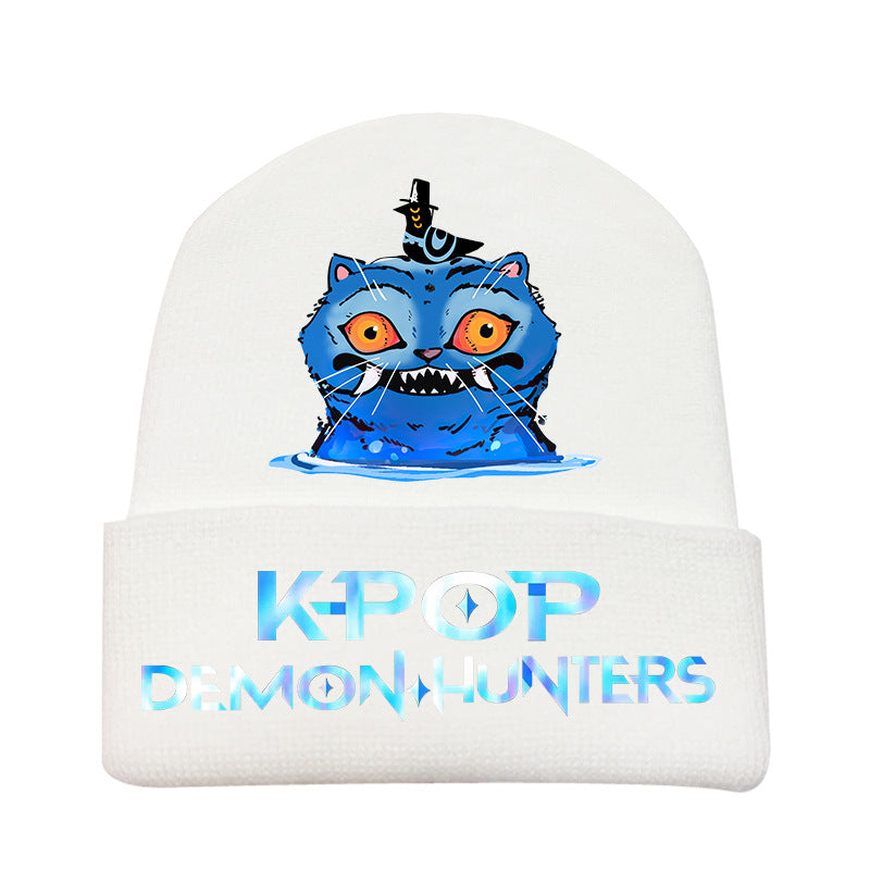 Kpop Demon Hunters knitted beanie hat-white