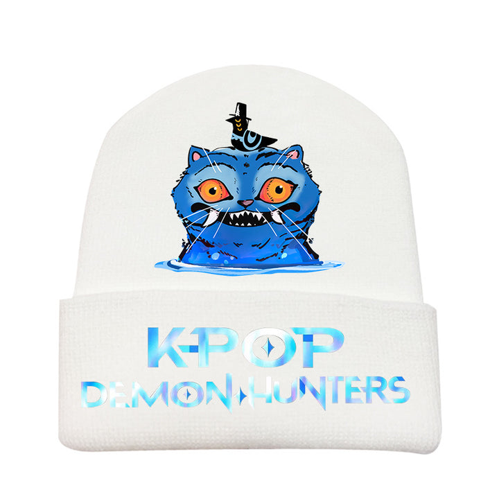 Kpop Demon Hunters knitted beanie hat-white