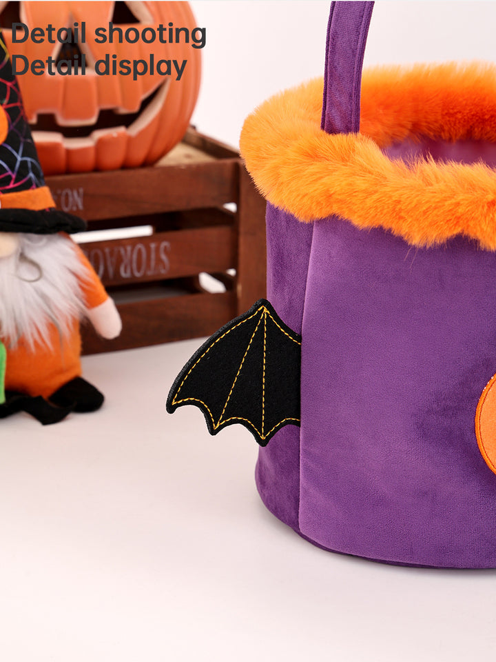 Halloween Embroidered Pumpkin Devil Wings Candy Basket