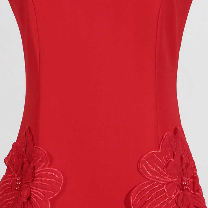 Embroidered flower waisted sleeveless mini dress