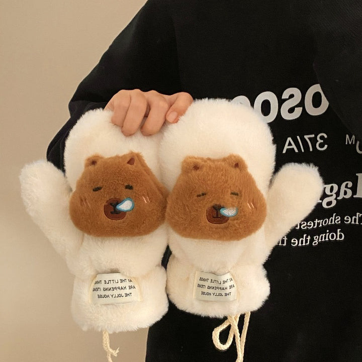 Christmas snowman plush thickened gloves Winter gloves