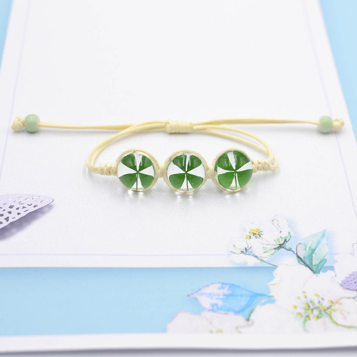 St. Patrick's Day braided beads clover bracelet