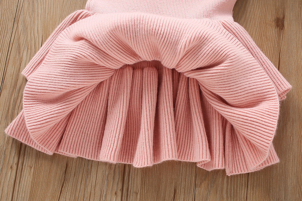 Valentine's love heart knitted sweater&cake skirt 2pcs set