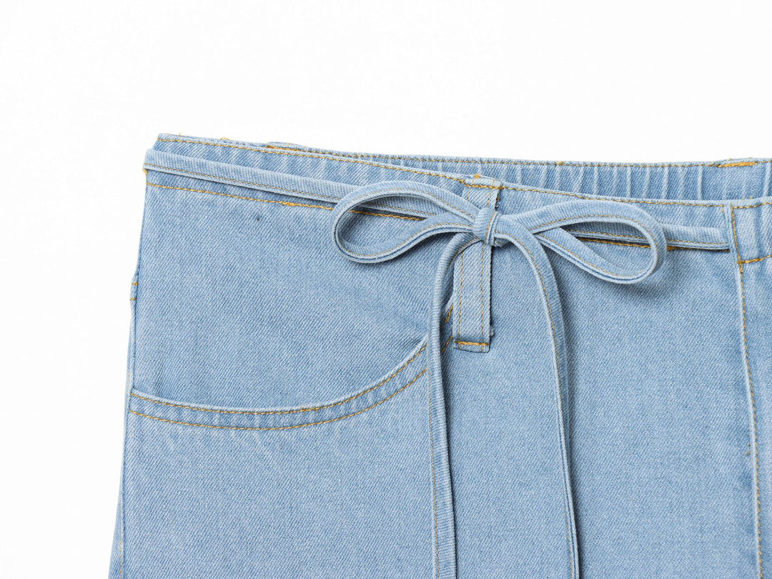 Camisole Bow Top&Mid-Rise Jeans 2pcs set