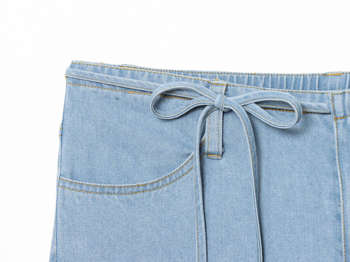 Camisole Bow Top&Mid-Rise Jeans 2pcs set