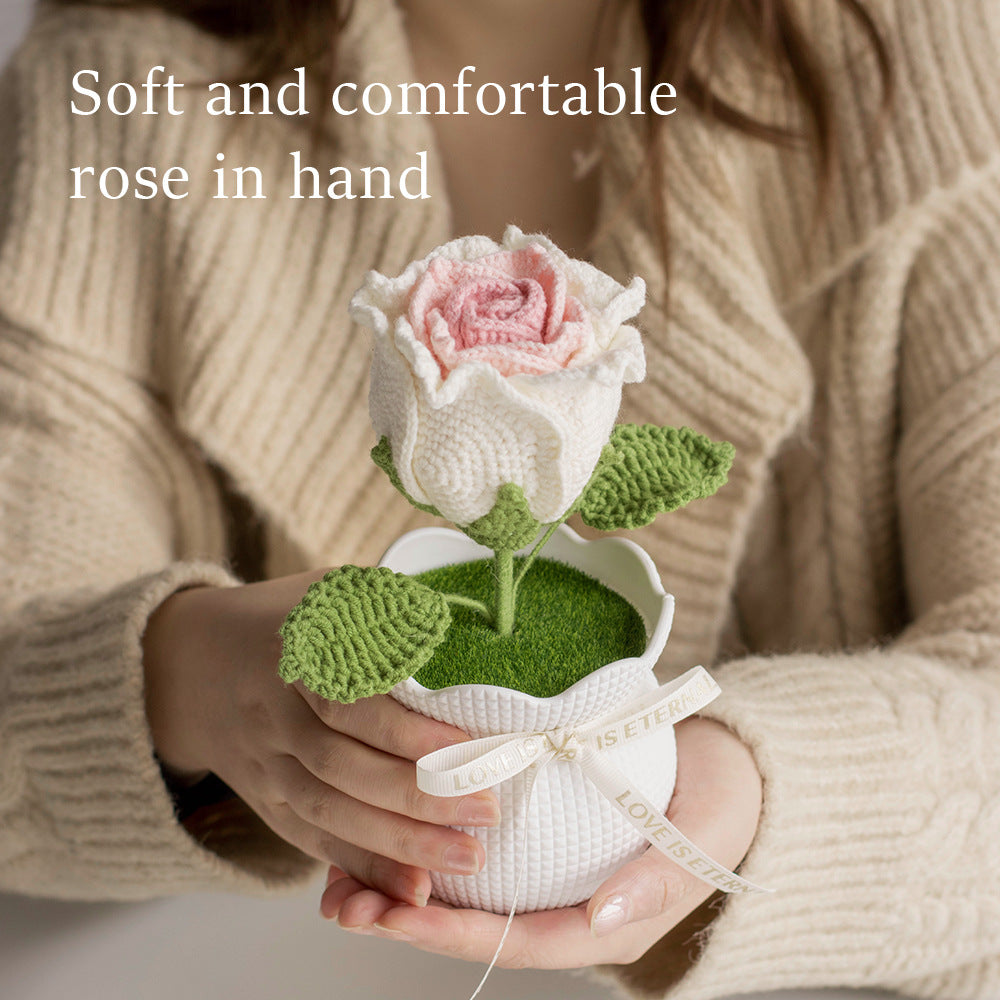 Handmade crochet rose flower ornaments-eternal love