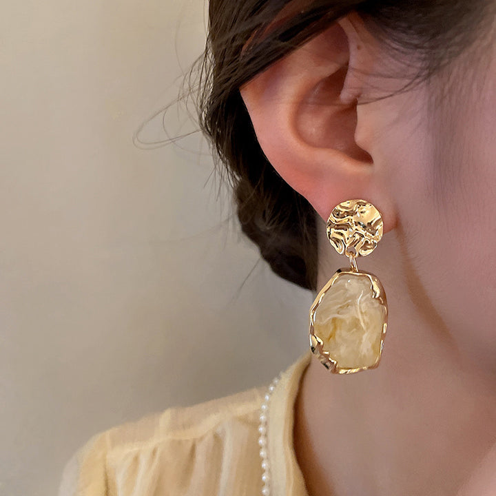 Pleated Geometric French Vintage Earrings