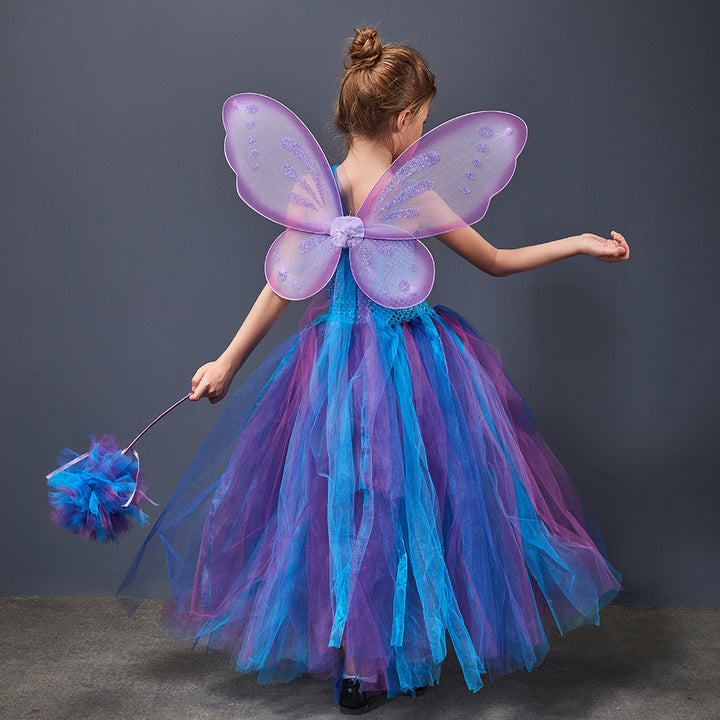 Cute elf purple Tulle dress for girls Halloween Fairy costume