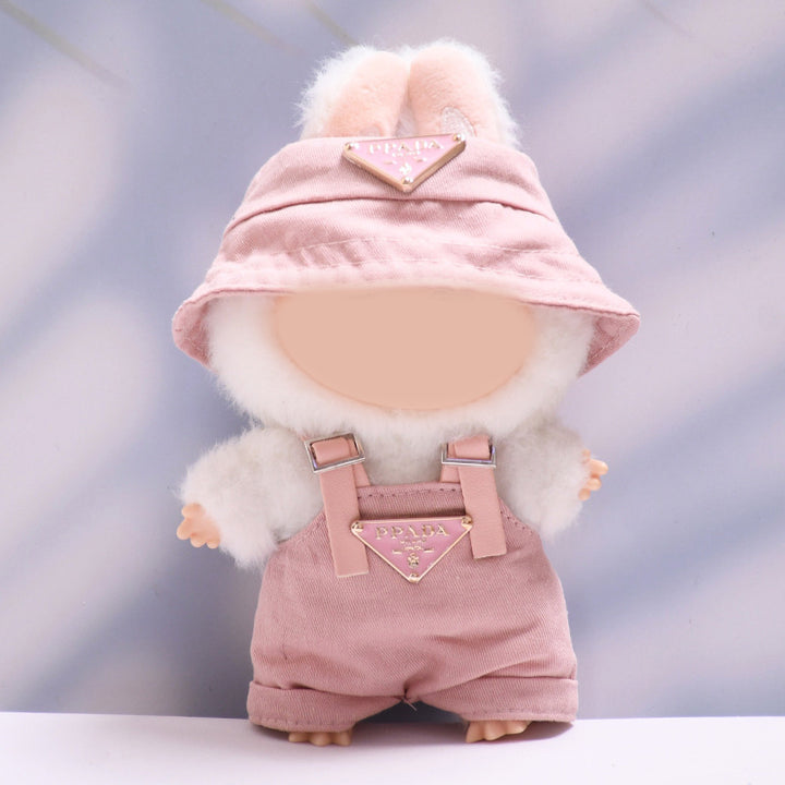 Labubu designer overalls&bucket hat set dolls clothe