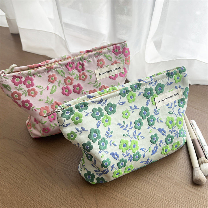 Flower Embroidered cosmetic bag travel storage bag