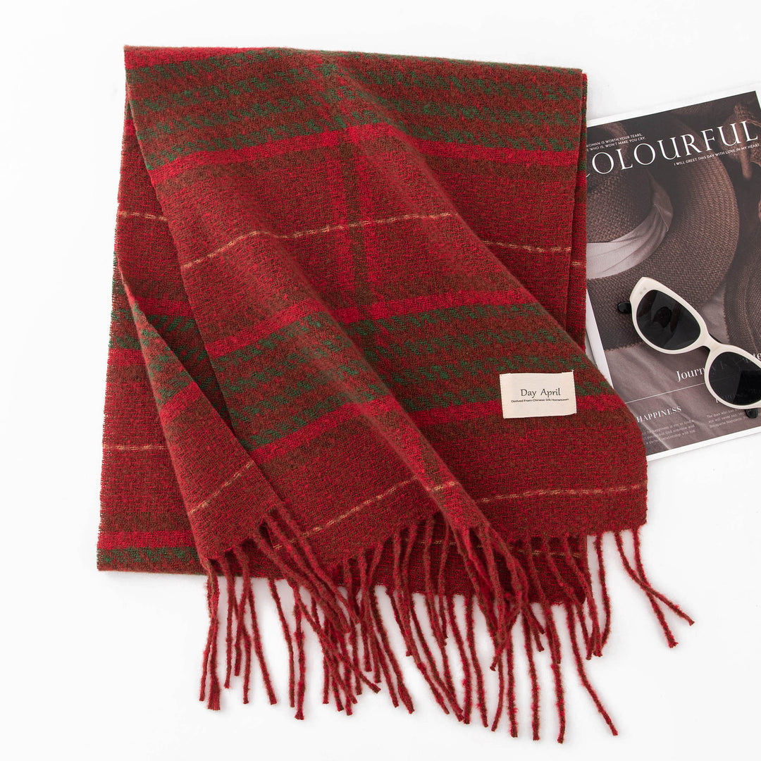 Christmas&New Year red plaid scarf winter warm scarf