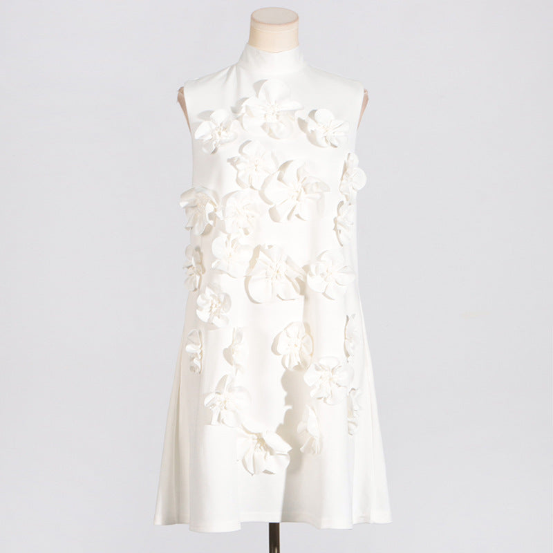 3D flower collage mini dress
