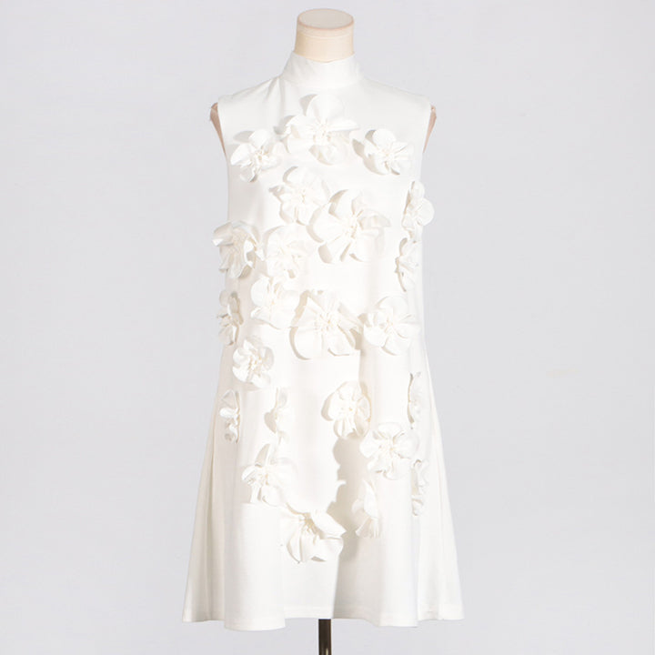 3D flower collage mini dress
