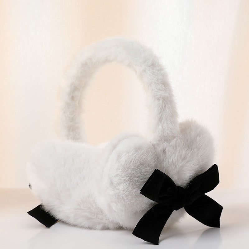 Bow deco heart-shaped plush earmuffs windproof Ear Warmer