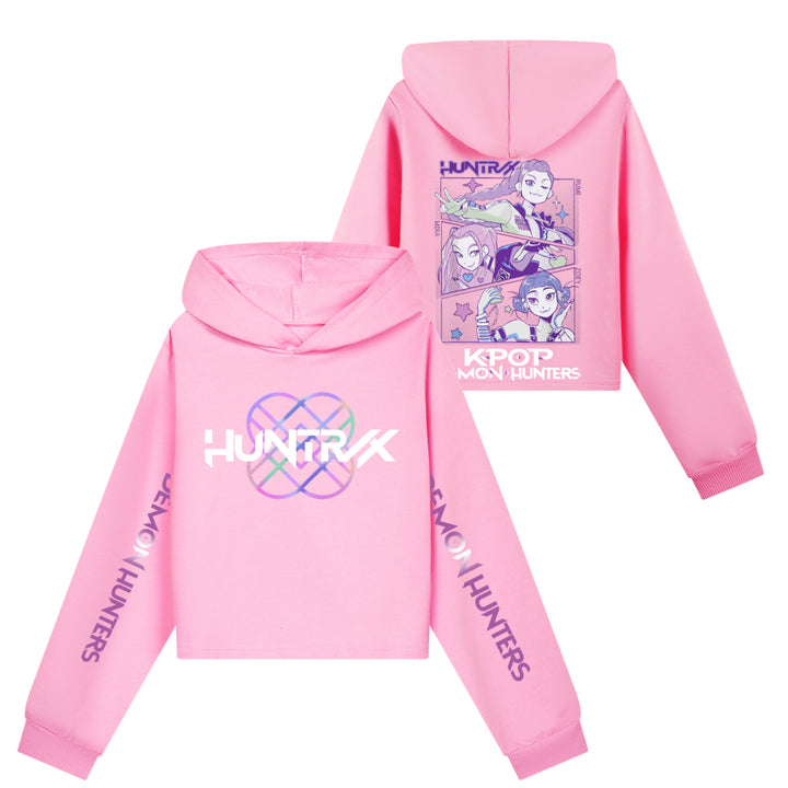 KDH K-pop inspired cropped hooded sweatshirt
