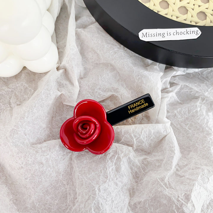 Sweet acetate Rose flower duckbill hair clip