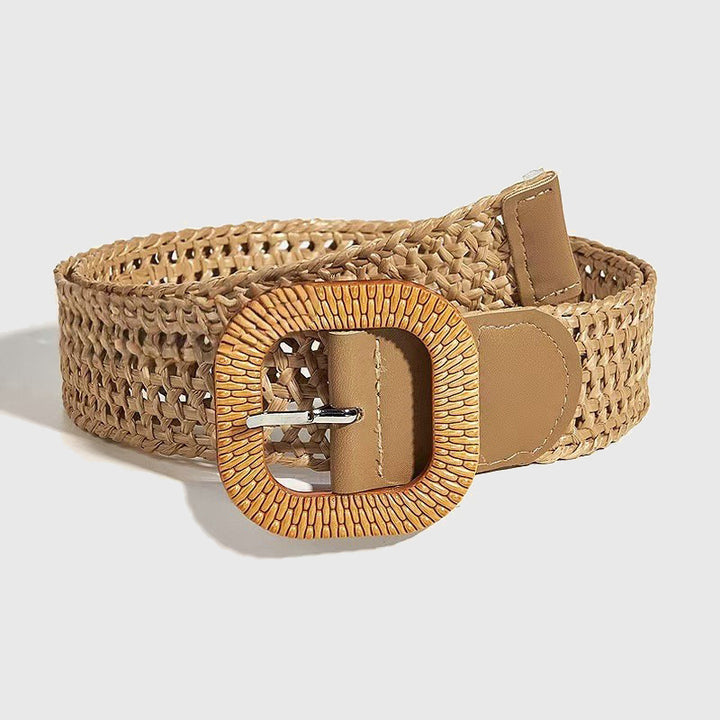 Boho hollow woven straw belt for women