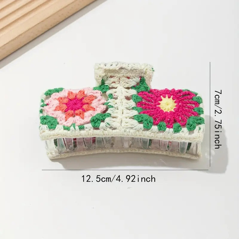 Flower knitted holiday style shark hair clip