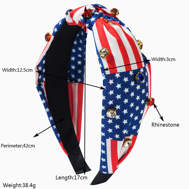 American Flag Diamond Star Headband for 4th of July