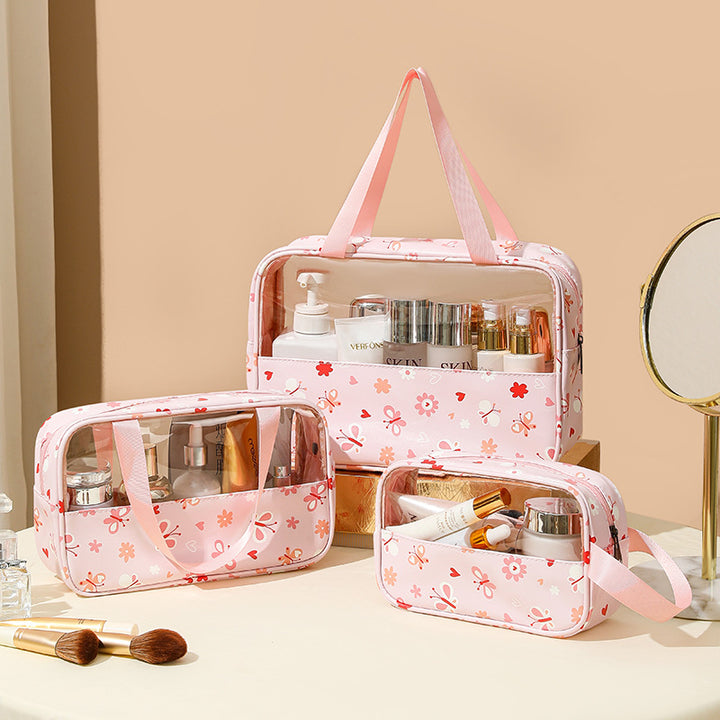 PVC large capacity cosmetic bag portable travel bag-3pcs set