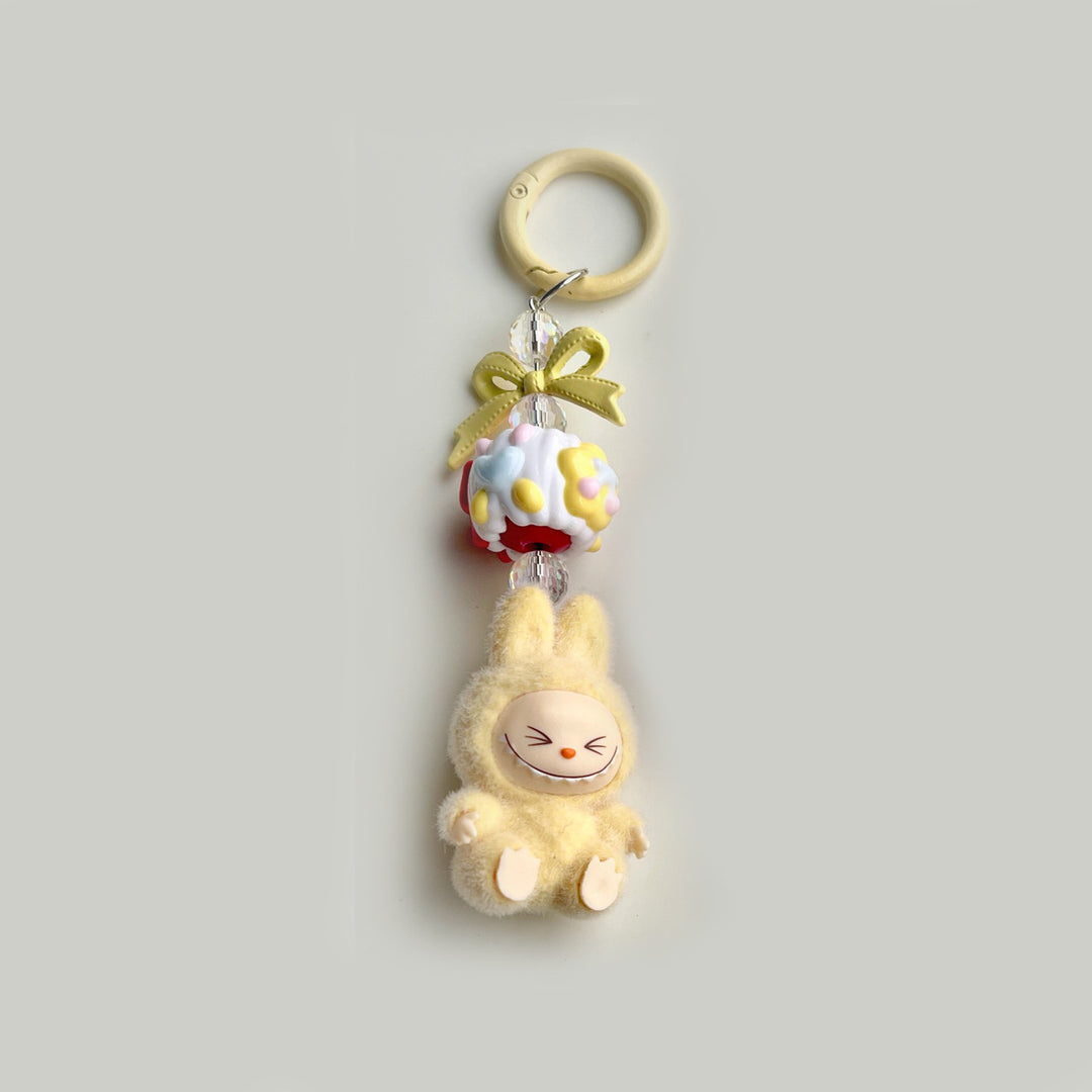 Flocked Mini Labubu candy Keychain bag pendant