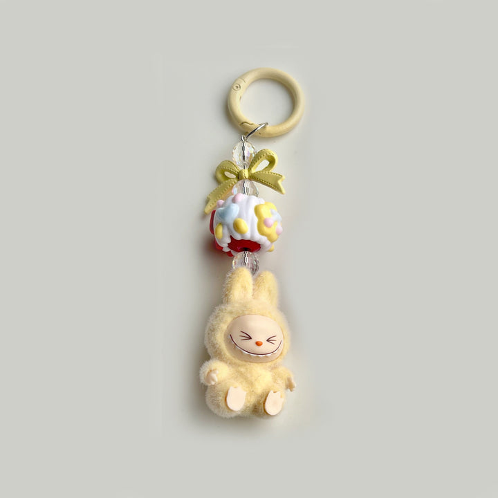 Flocked Mini Labubu candy Keychain bag pendant