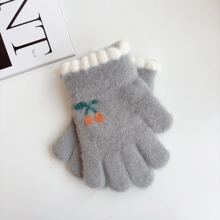 Sweet Cherry Warm Gloves Five-Finger Gloves
