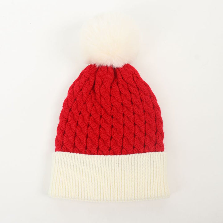 Parent-child Christmas warm knitted hat cable beanie