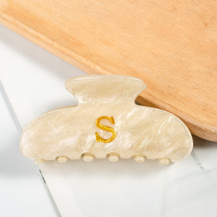 Gold letter acrylic hair shark clip for women