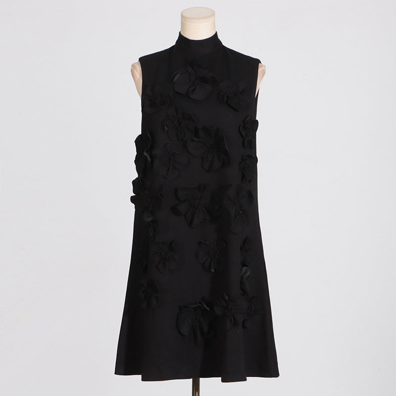 3D flower collage mini dress