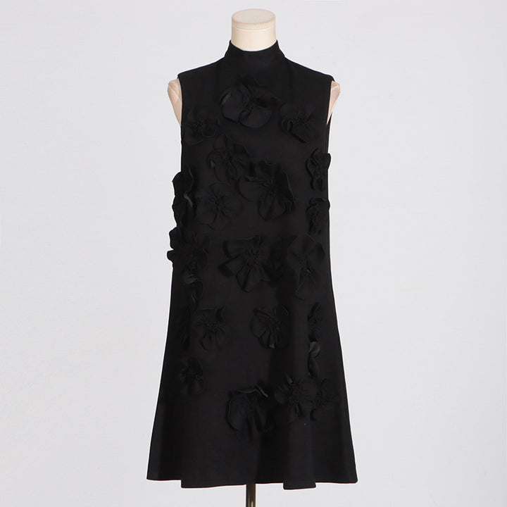 3D flower collage mini dress