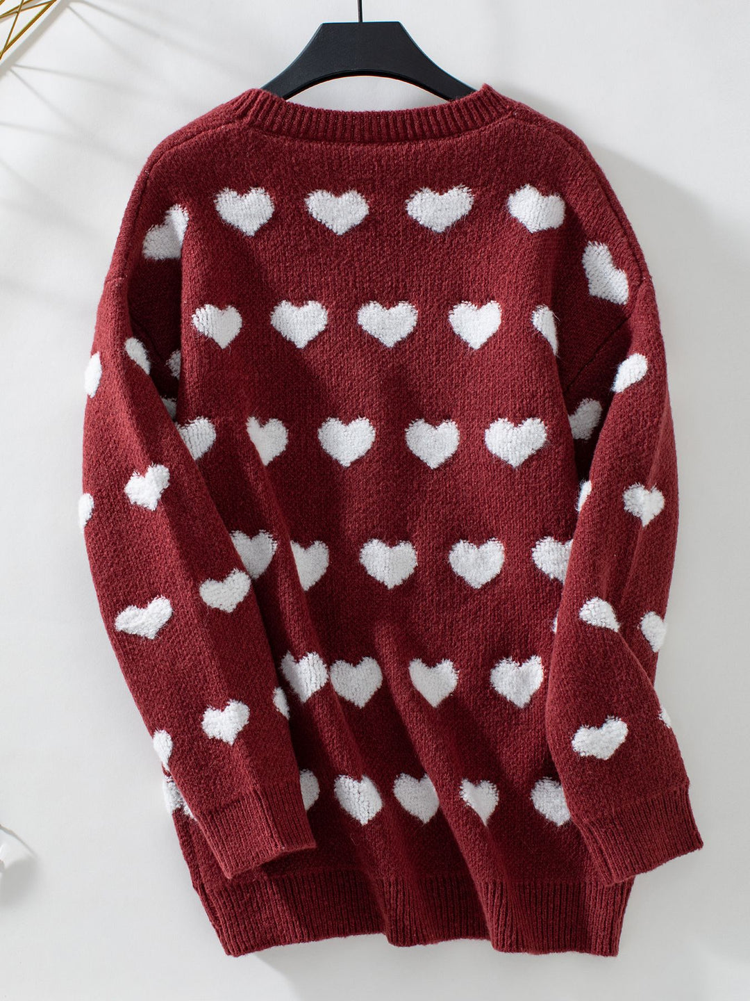 Valentine's Chenille Embroidery Heart  Mid-length knitted cardigan